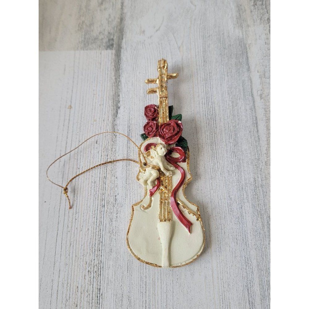 Cello Angel chair of rose gold ornament Xmas decor